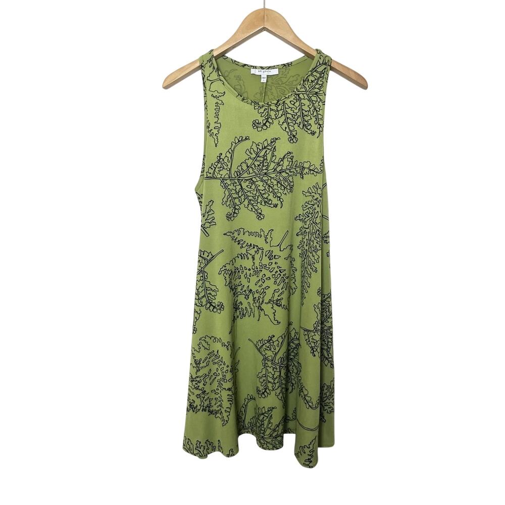 Ari South Sleeveless Dress Sz Large Green Fern Floral Hawaii Resort Islandwear